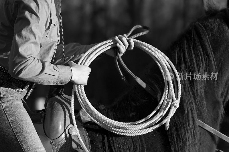 Rodeo Roper Cowgirl B&W